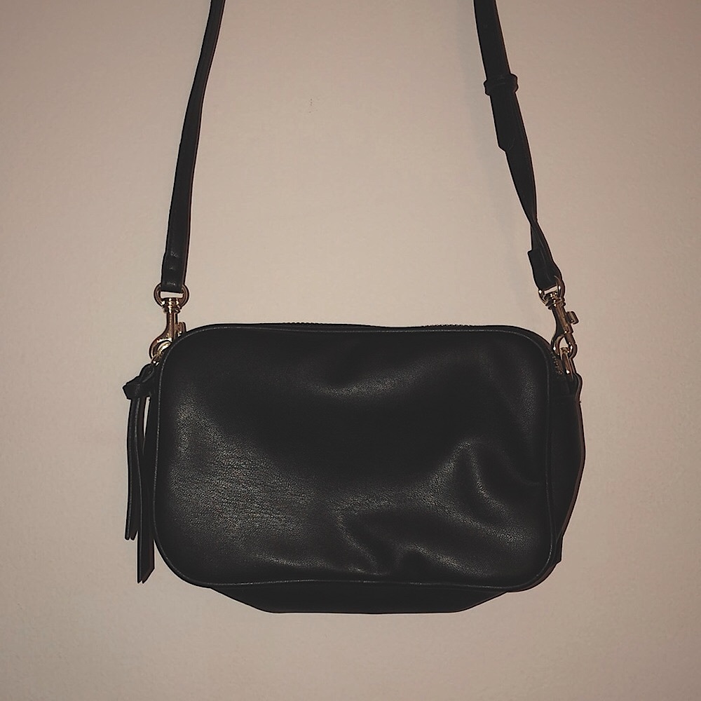 Faux Leather Black crossbody Bag
